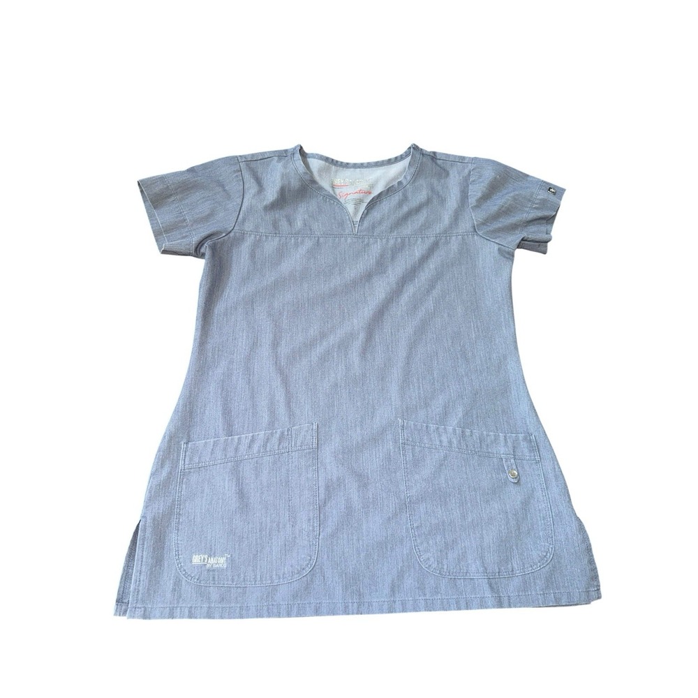 Grey's Anatomy Barco Signature Scrub Top Women's S‎ Blue 2 Pocket Veterinarian